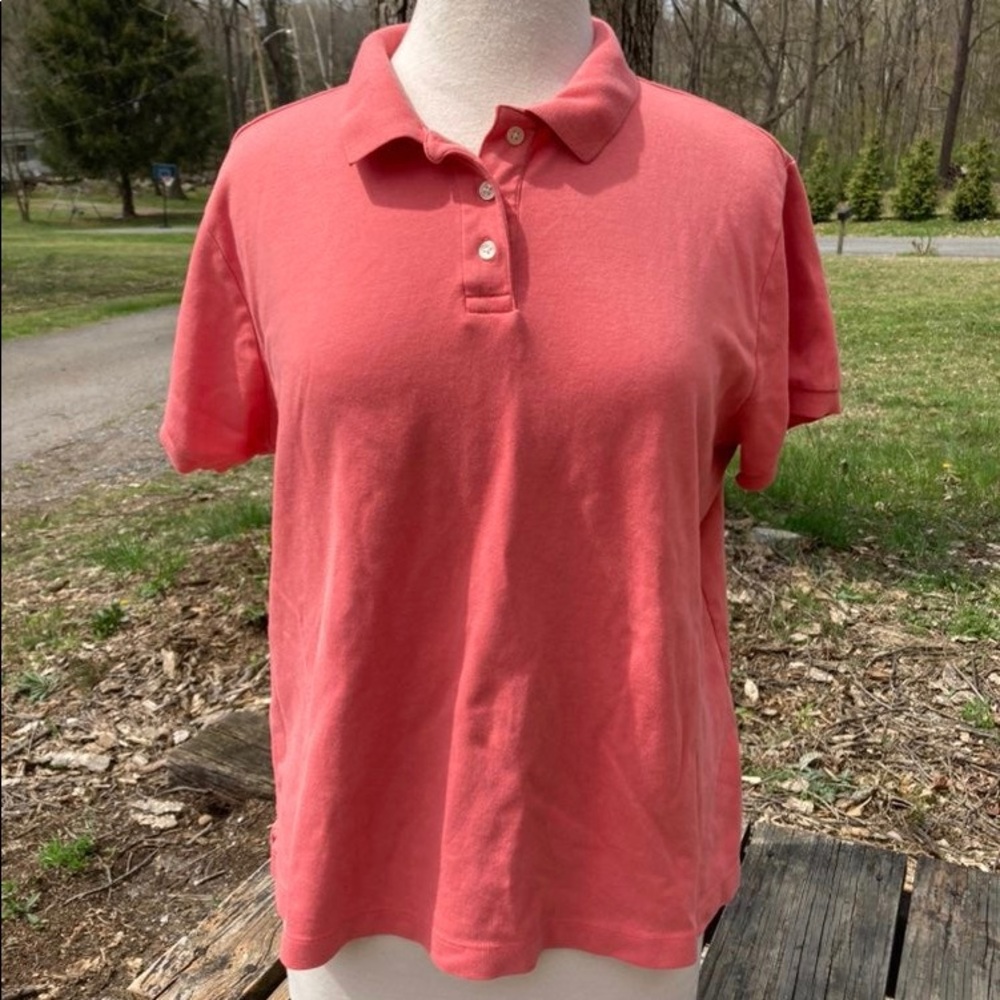 LANDS END WOMENS XL CORAL POLO SHIRT
